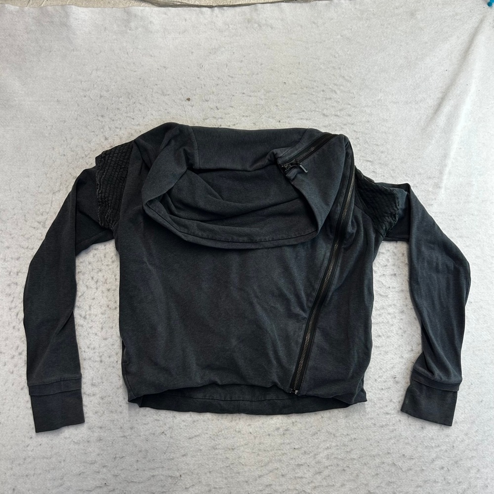 Lululemon Asymmetrical Zip Jacket Womens Size 4/6 Black Quilted Moto Pullover
